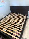 Ikea 二手床架出售 $80  MALM High bed frame/2 storage boxes, dark brown